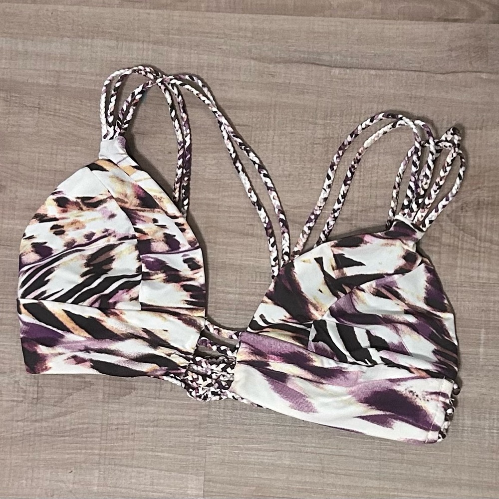 vitamin a la plume jaydah strappy printed bikini top